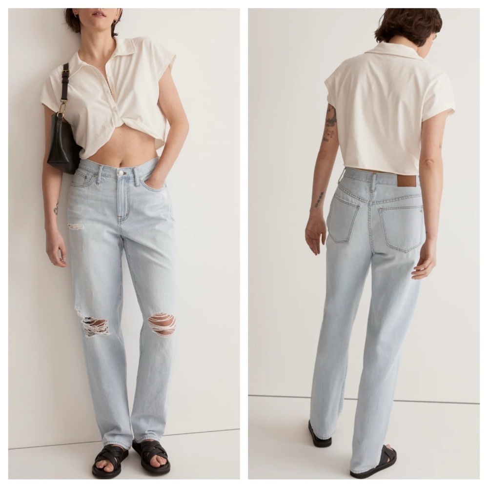 Madewell slouchy boyjean Jeans light wash distressed 35970